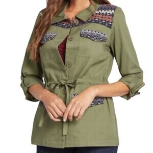 NWT ModCloth Army Green Canvas Utility Jacket Southwestern Tapestry Sz XXS
